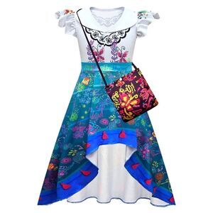 NEW Mirabel Madrigal Encanto Costume Girls Princess Dress & Purse 8/10
